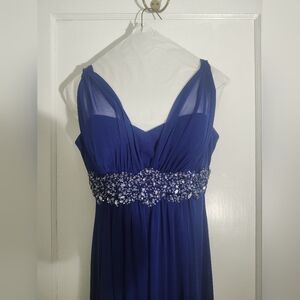 Cache Royal Blue Prom Dress with Embellished Waist